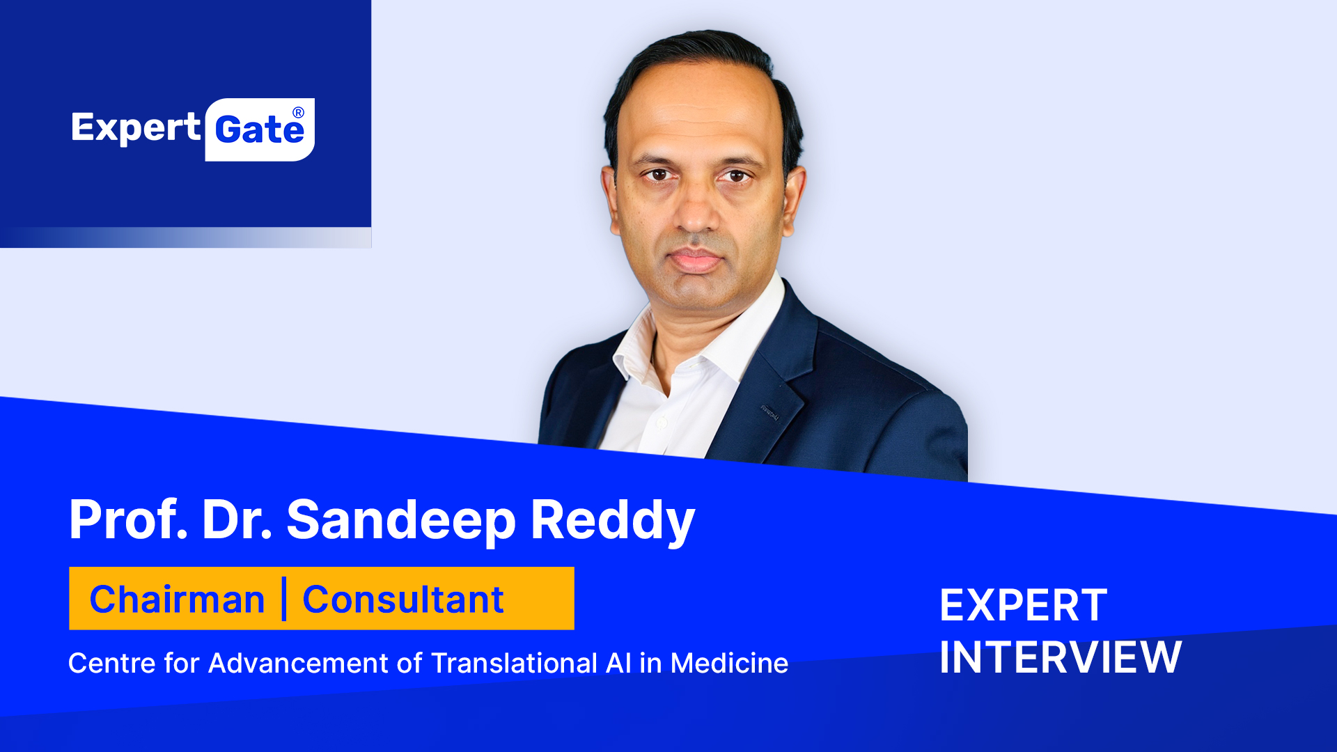 Award wining AI healthcare scientist Sandeep Reddy interview with expertgate banner thumnail image